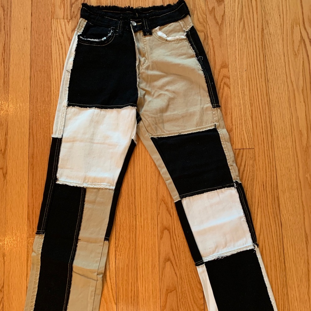 Color block patchwork jeans